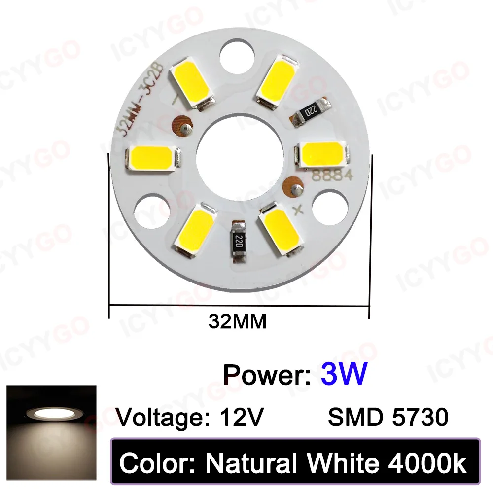 Imagem -05 - Chip de Lâmpada de Baixa Tensão 12v Painel de Lâmpada Led Painel de Lâmpada 3w 5w 7w 12v 32 mm 48 mm 65 mm dc dc Fonte de Luz Branca Luz Quente