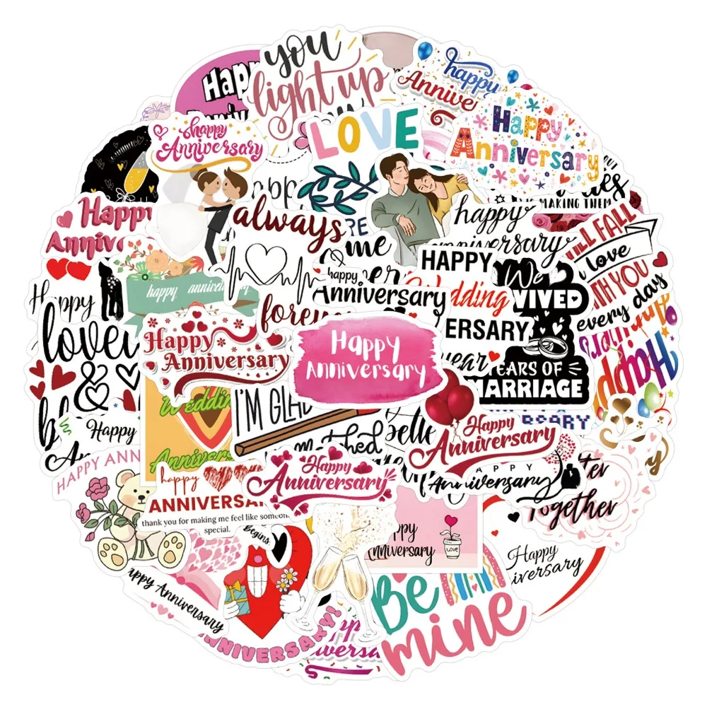 10/50Pcs Wedding Love Valentine's Day Graffiti Love Anniversary Waterproof Sticker 2024