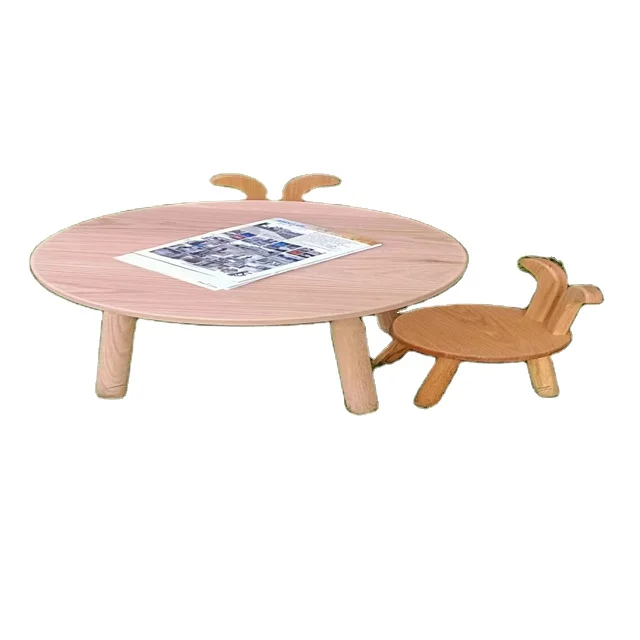 2024 Cute Design Party Rabbit Ear Shaped Chair Hardwood Toddler Back Red Oak Solid Wood Chair for Kids