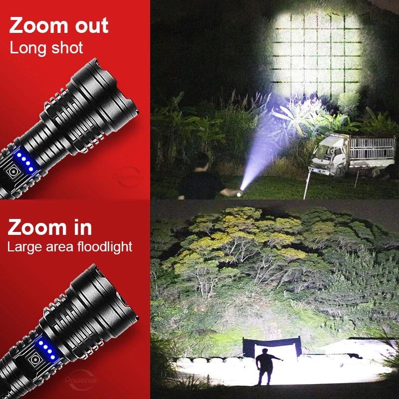 2024 Newest XHP 360 Super Bright High Power Flashlight Rechargeable 26650 Torch Outdoor Lighting Fishing Lantern Camping Light