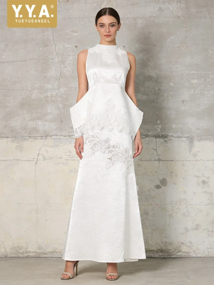 

Spring Summer Office Lady Sleeveless Lace Spliced Fish Tail Skirt Matching Set Solid Color Slim Fit Elegant Tops Banquet Sets