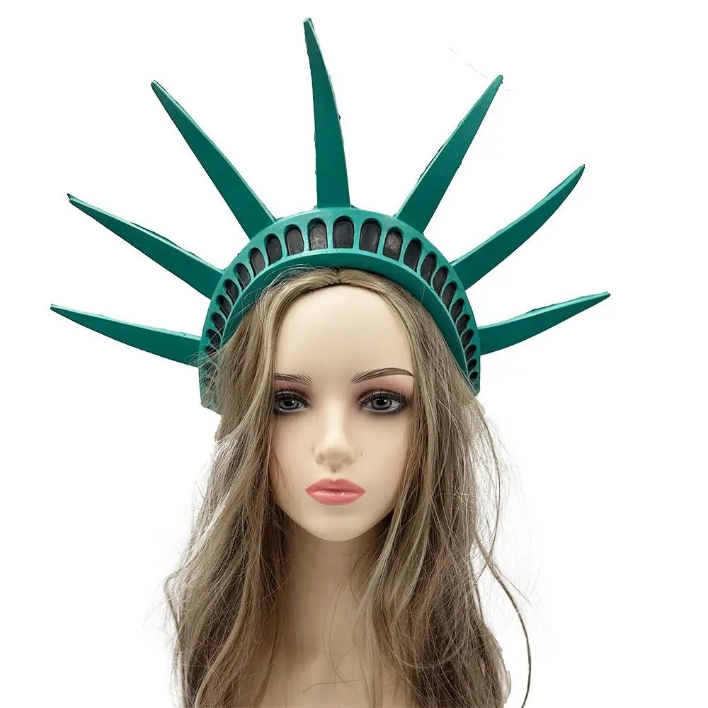 ที่คาดผมรูปเทพีเสรีภาพเรืองแสง อุปกรณ์ประกอบชุดแฟนซีงานปาร์ตี้ อุปกรณ์ประกอบฉากถ่ายภาพรูปเทพีเสรีภาพพร้อมคบเพลิง