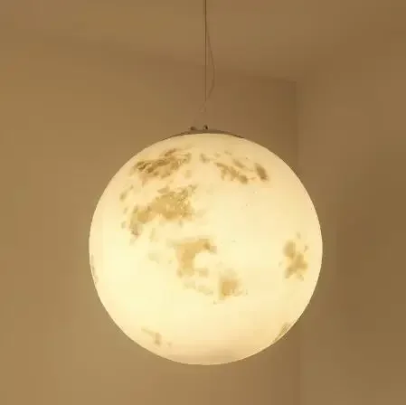 Lampade a sospensione moderne a forma di luna a LED, lampadari a sospensione per camera da letto, apparecchi di illuminazione nordici, lampade a sospensione per soggiorno