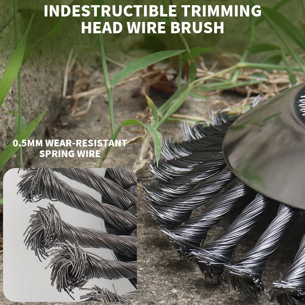 6/8 Inch Steel Wire Rotary Brush Cutter Trimmer Head Weeds Blade Compatible with String Trimmers for Moss Grass Rust Removal