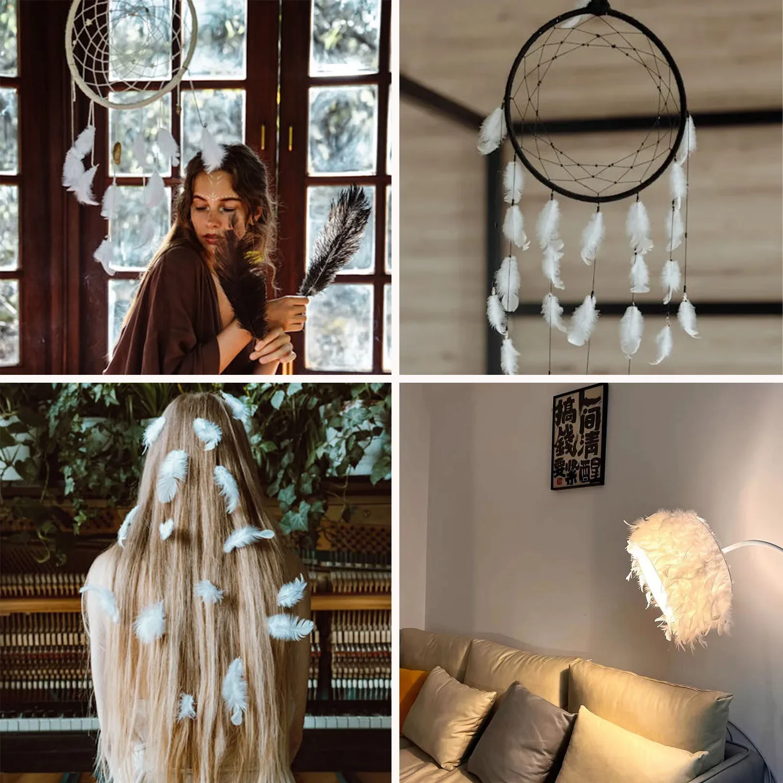 300PCS White Pheasant Feathers 3-5-inch small Feathers for Crafts Wedding Family Party Decorations Dream Catcher Supplies