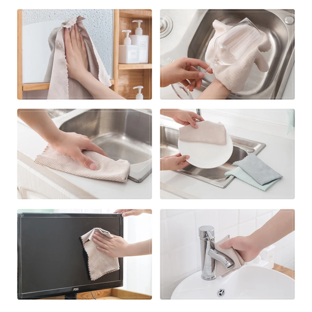 

6 Pcs Rag Wipe Housekeeping Kitchenware All Cleaning Cloth Towel Scouring Pad