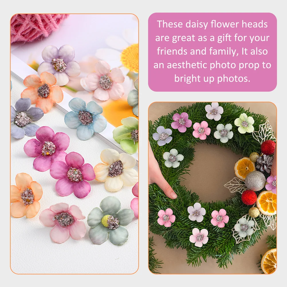 

150Pcs Artificial Mini Daisy Flower Heads Silk Flowers DIY Craft Material Wedding Party Decoration Small Fake Flowers