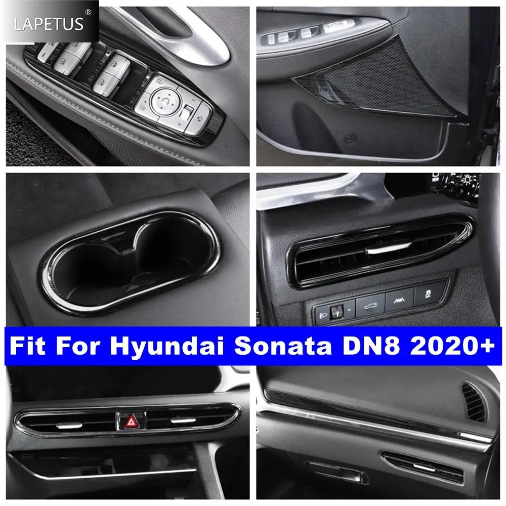 

Air AC Outlet / Central Control Strip / Door Speaker Cover Trim For Hyundai Sonata DN8 2020 - 2023 Metal Black Car Accessories