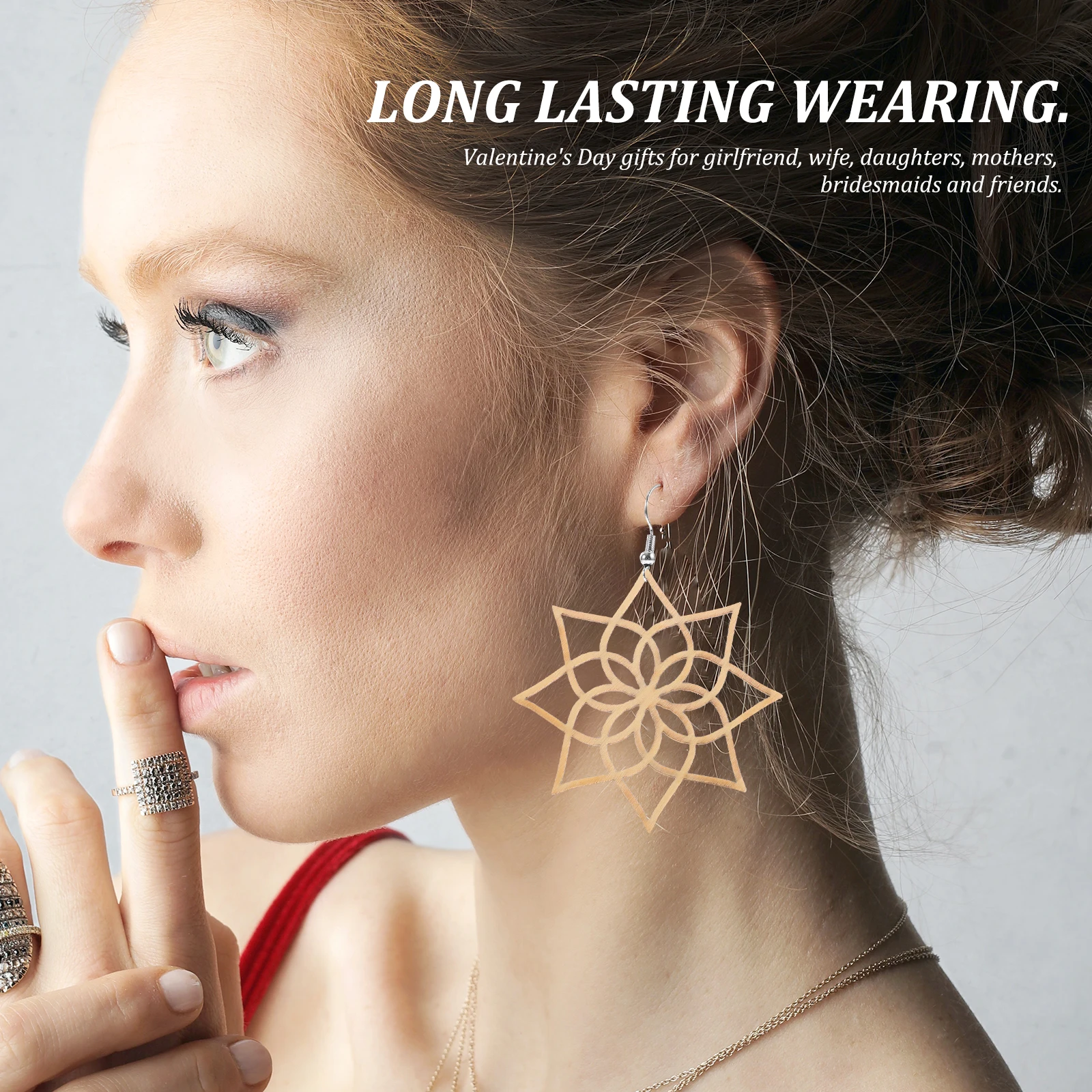 

20 Pcs Drop Earrings Hollow Wood Pattern Wooden Eardrop Casual Jewelry Accessories Beige Bride