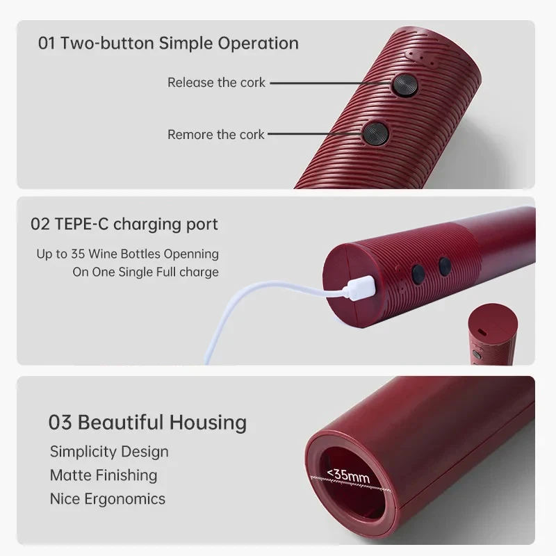 Abridor de botellas de vino tinto eléctrico para el hogar, abridor de botellas automático portátil de cocina, abridor de botellas, artefacto abridor de botellas de vino