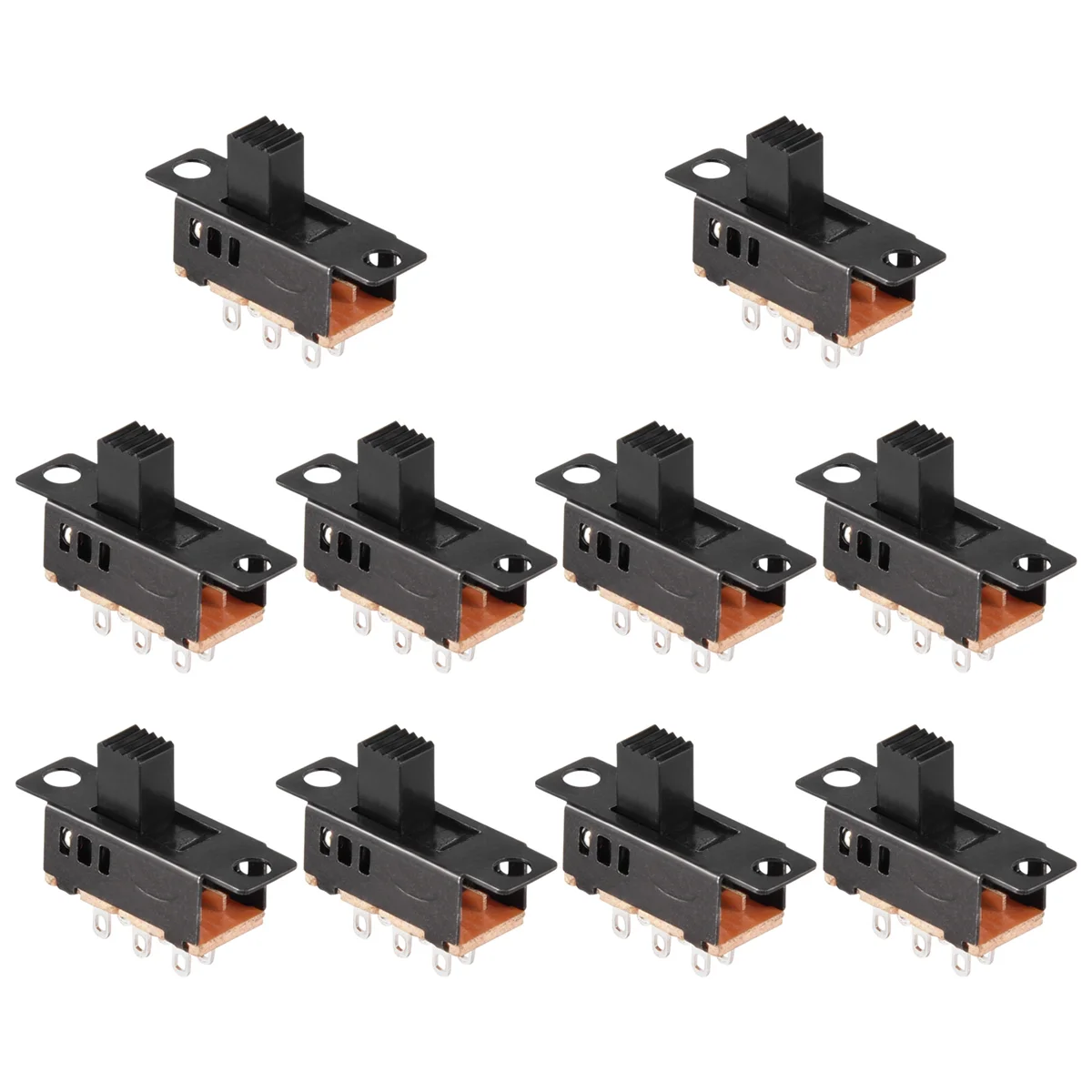 

N09R 10Pcs High Knob 6 Pin 3 Position DPDT Panel Slide Switch 0.5A 50V DC