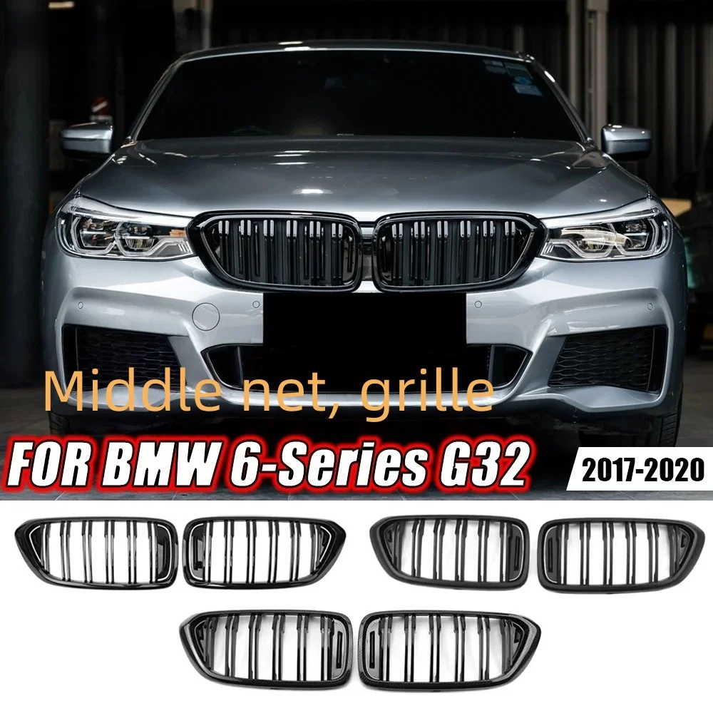 

For BMW 6-Series G32 2017-2020 640i Double Line Style Front Bumper Racing Grill Glossy Dual Slats Grilles
