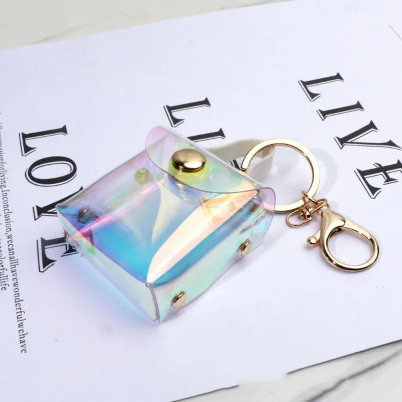 Colorful Laser Transparent Keychain Coin Purse Headphone Bag Key Pendant Mini Fashion Versatile Funny Simple Bag Mutifunctional