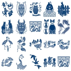 Tattered Lace Hollowed Out Rabbit Dog Cat Dragon Bird Easter Metal Cutting Dies Animal Kid Scrapbooking Card Craft No Stamps