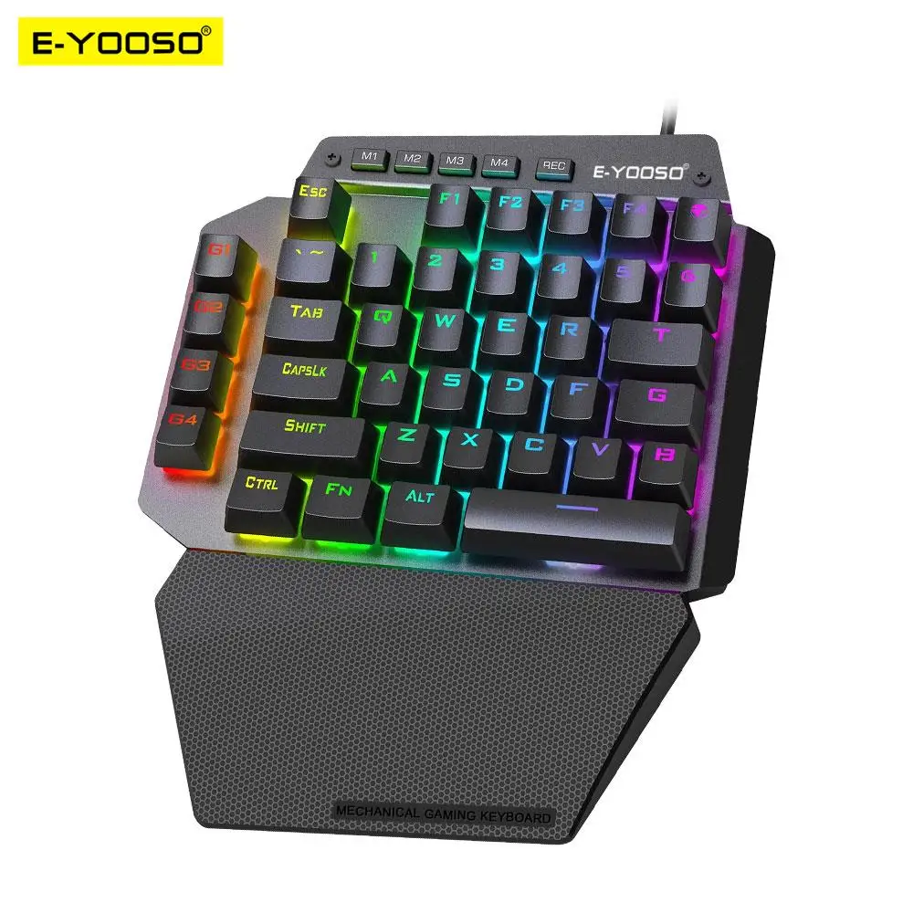 E-YOOSO K700 RGB One-handed Gaming Mecânica Wired Keyboard Red Switch 44 Key Jogos Programáveis para Computador PC Laptop