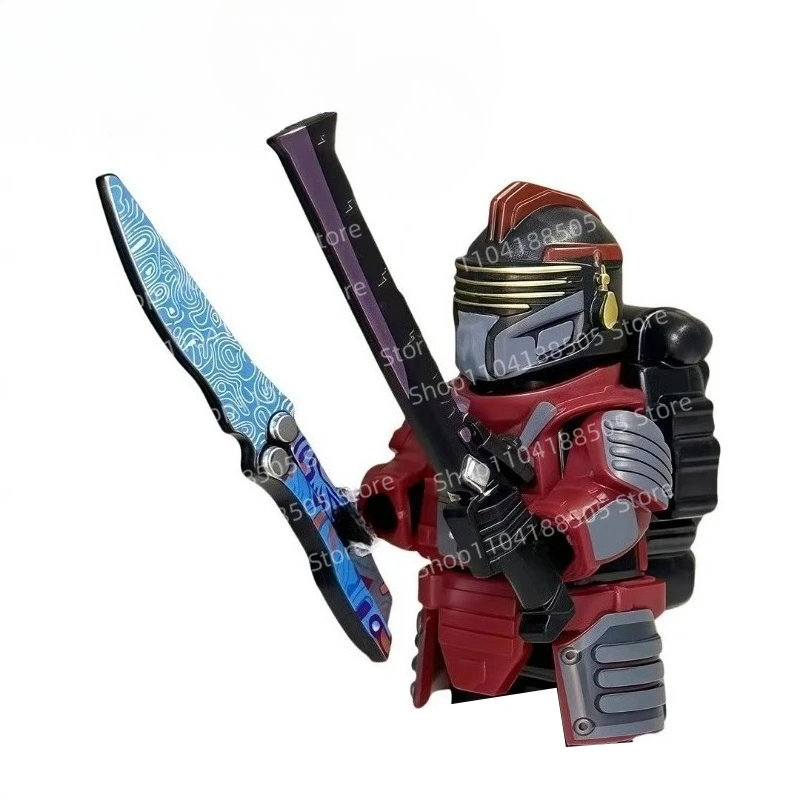 MOC Military Building Blocks Elite Level 7 Armor Set Weapon Flame Knife Butterfly Knife Assembly Toy