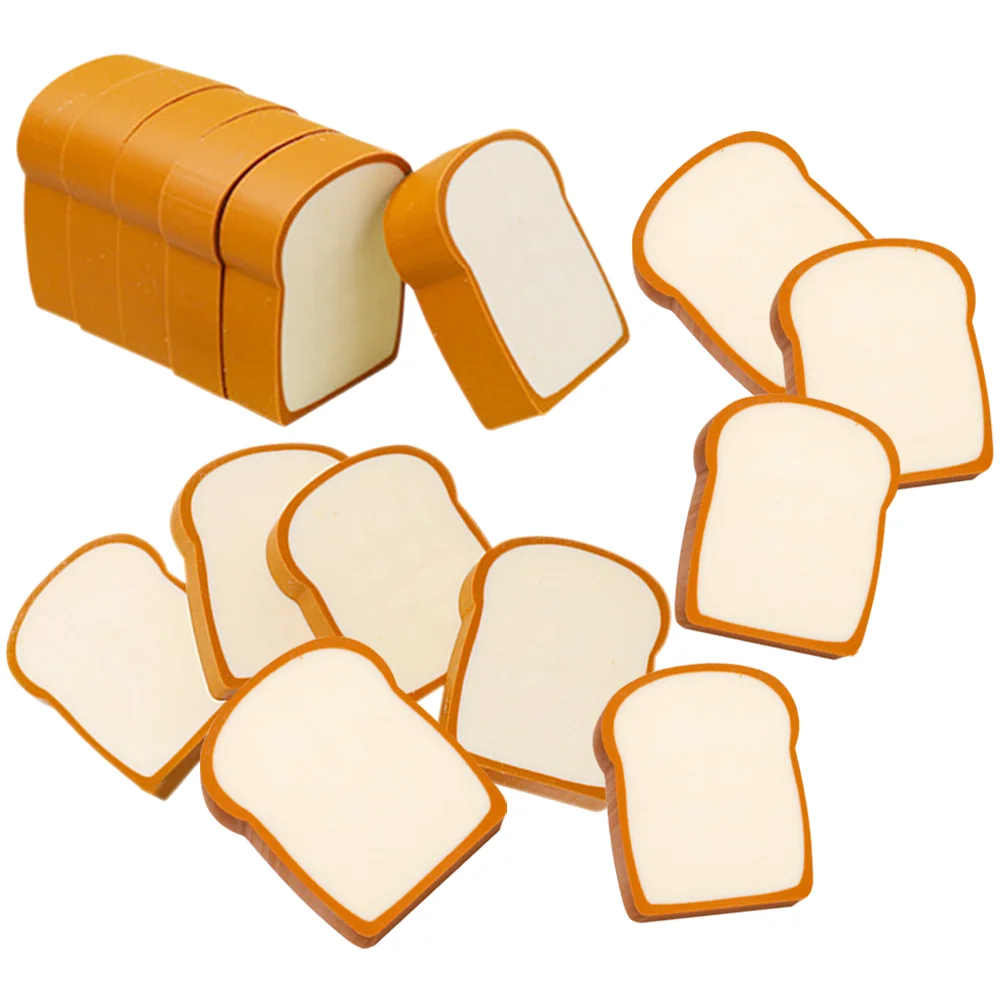 

16 Pcs Decoration Toast Bread Shaped Eraser Drawing Accessory Decorate Adorable Model Erasers Cartoon Pencil Office