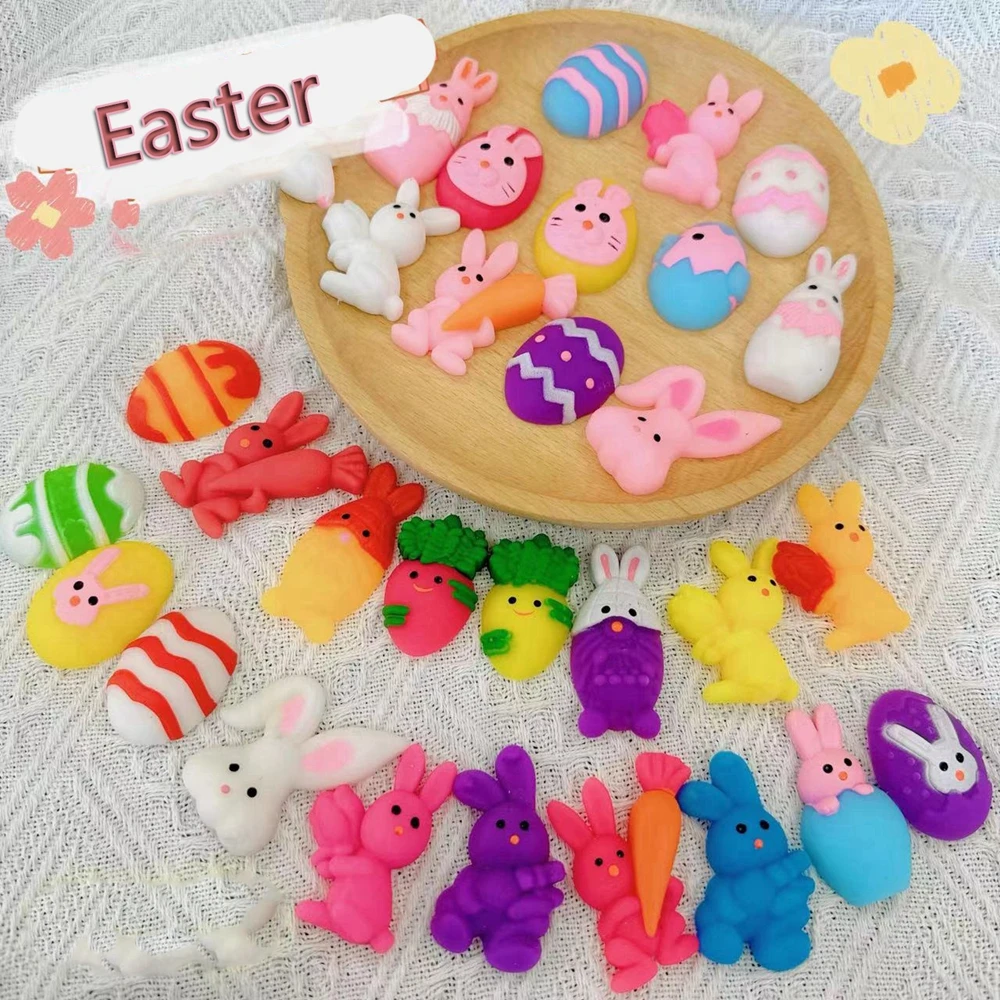 Easter 12/36PCS Mini Cat Animals Kawaii Mochi Squishy Toys Animal Squishies Stress Relief Basket Stuffers Party Favors Gifts