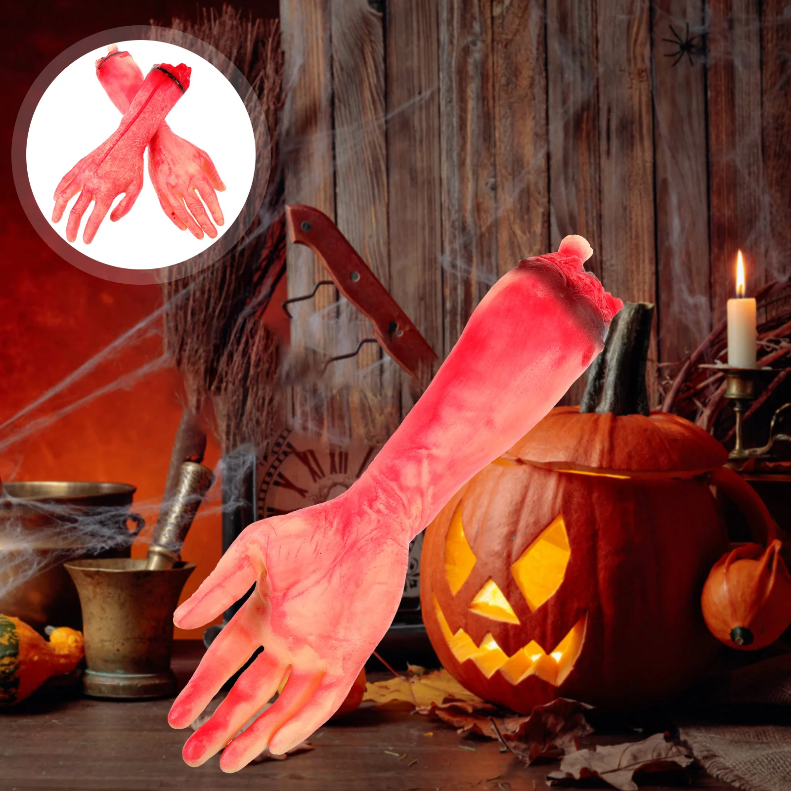 

Fake Human Severed Arm Hands Bloody Ornament Body Part Decoration Advanced Halloween Prop Broken