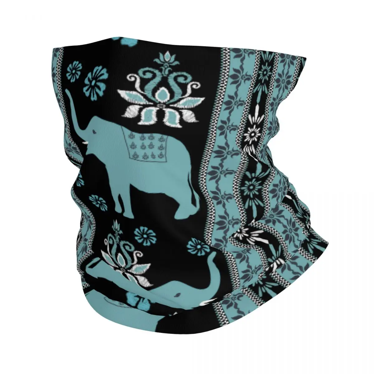 Lotus Ethnic Elephant Thin Wrap Scarf Bandana Elephant Art Neck Gaiter Face Cover Headband