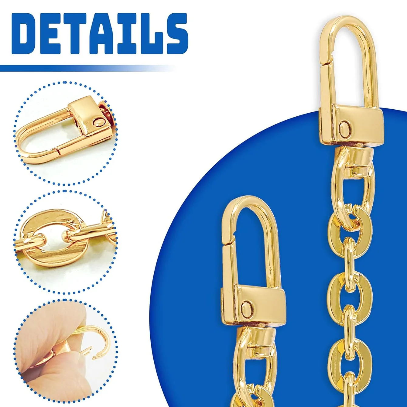 Chain Strap Replacement for Handbags, Crossbody Shoulder Strap with Metal Buckles, Compatible Designer Bags/Wallets Purse Making