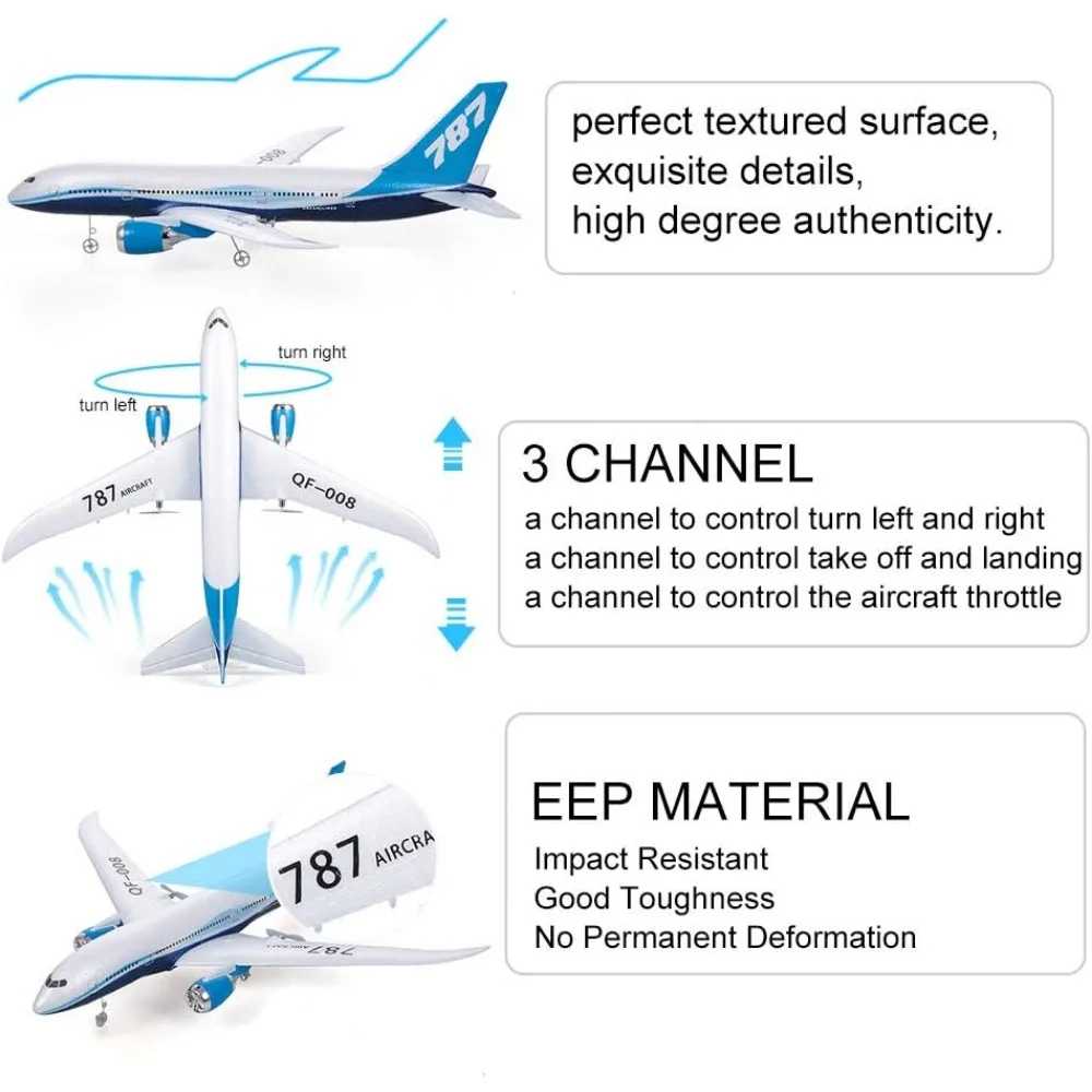 RC 787 미니어처 3채널 2.4GHz EPP 비행기 모델 리모컨 포함, 즉시 비행 가능한 RC 장난감