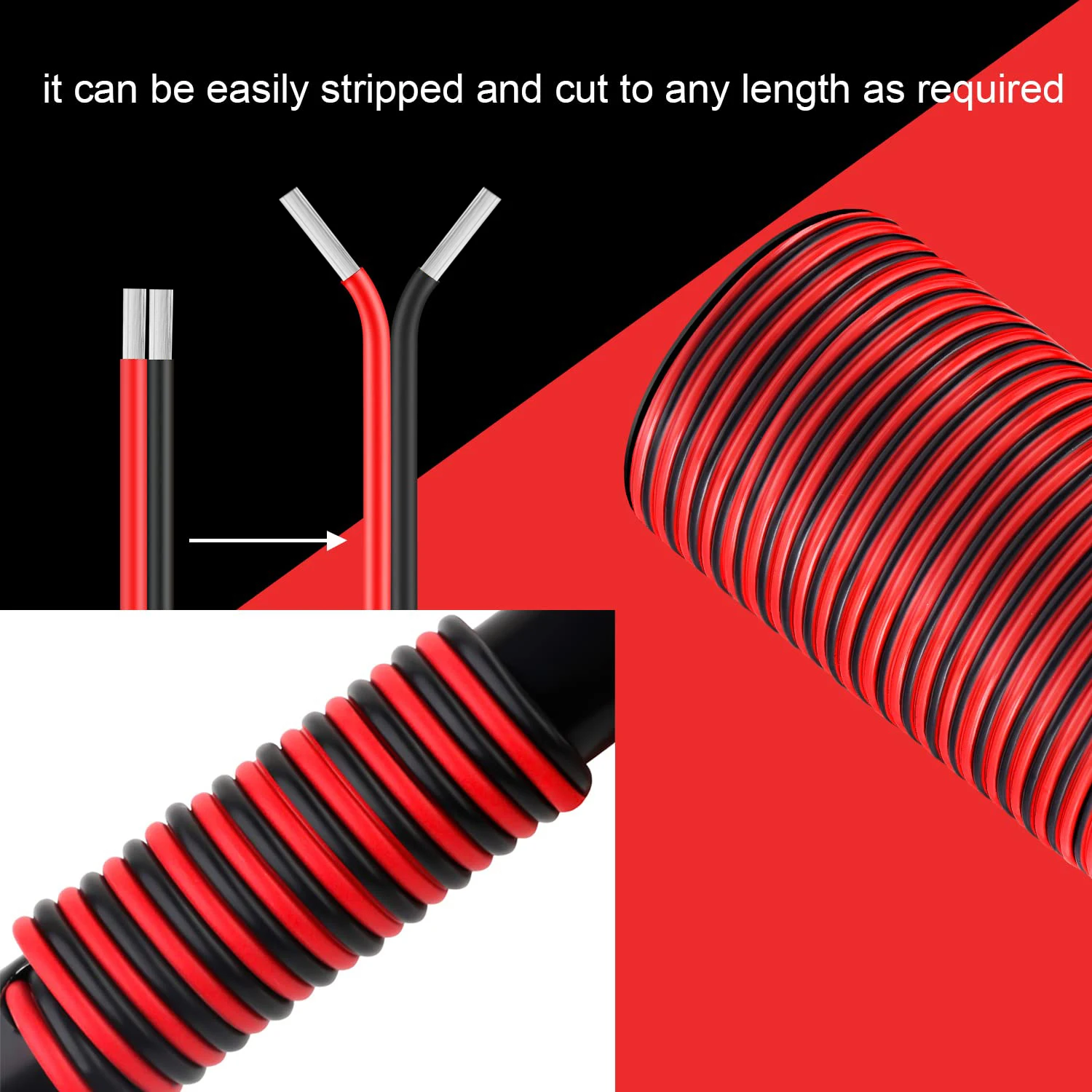 8-10-12-14-16-18-20-22-24-26-28-30 Gauge Electrical Wire 5meter 2 Conductors Parallel Wire Red Black Silicone Tinned Copper Wire