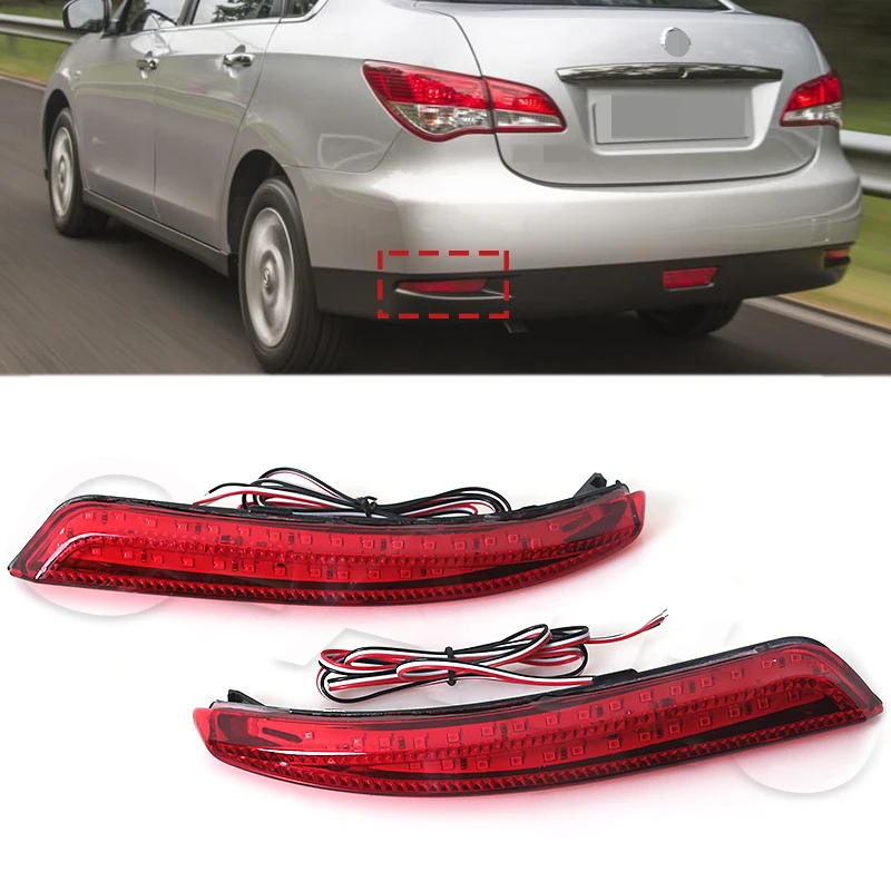 Car Reflector LED Stop Brake Light Fog Lamp Daytime lamp For Nissan Almera Bluebird Sylphy Backup Tail Bumper 2006 2007-2014