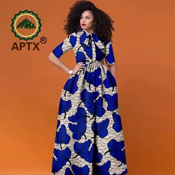 African Print Women's Dresses Ankara Short Sleeve High Waist Casual Maix Party Dress Dashiki  Women Attire