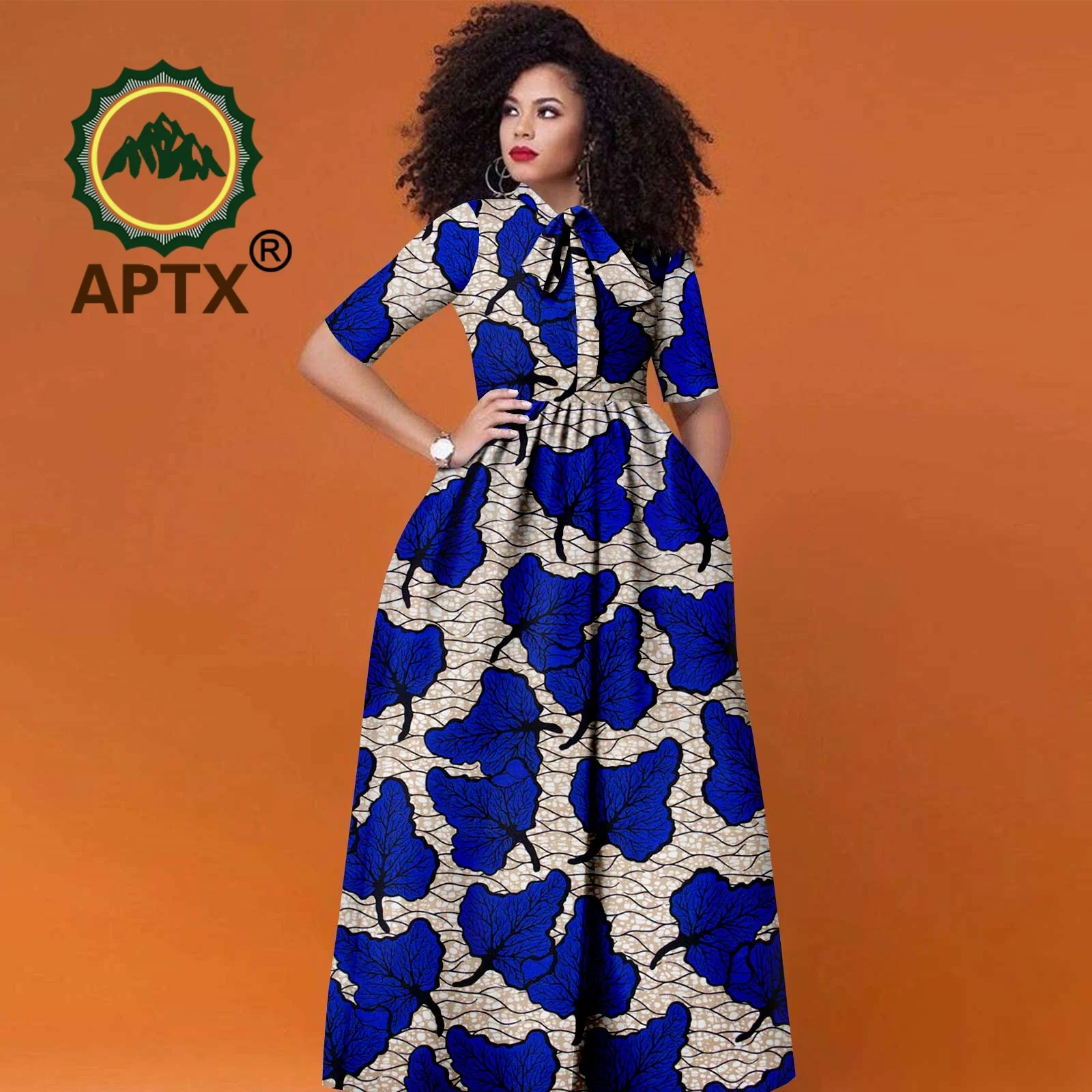 African Print Women's Dresses Ankara Short Sleeve High Waist Casual Maix Party Dress Dashiki  Women Attire