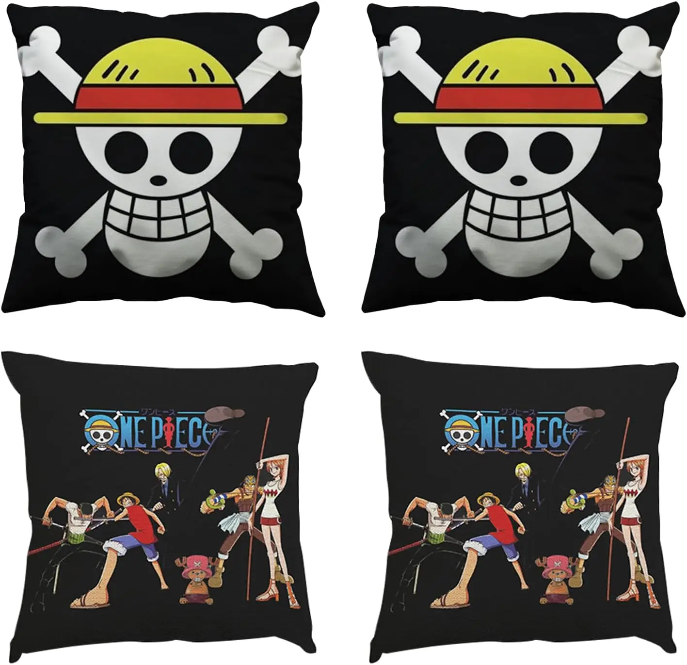 PADIEOE One Piece Square Pillowcase Print Pillow Covers 45 x 45cm Pillow Cases Set of 4 with Zipper Closure Cushion Cover