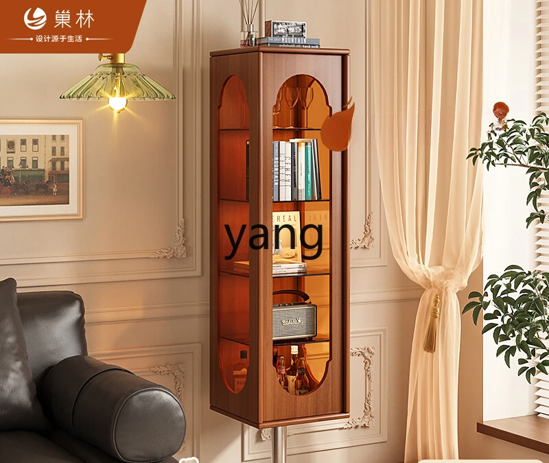 

LTT full body mirror rotating storage shelf bookcase rotating book floor mirror cabinet