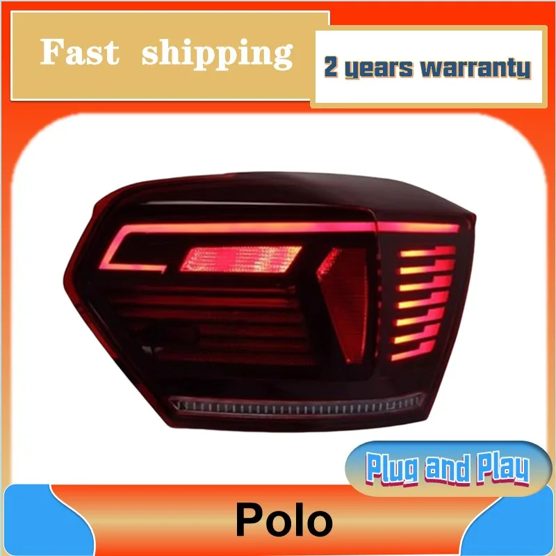 Car Styling for VW Polo Taillight 2019-2021 Polo Tail Lamp Volkswagen Rear DRL Turn Signal Fog Brake Reversing