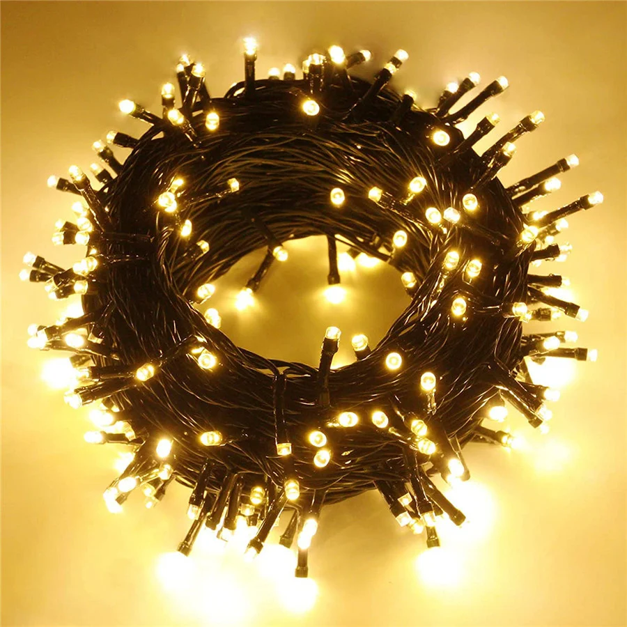 TIRVOSE 50M 500LED Dark Green Wire Christmas Fairy Garden String Lights 8 Modes Outdoor Xmas Wedding Party Twinkle Garland Light