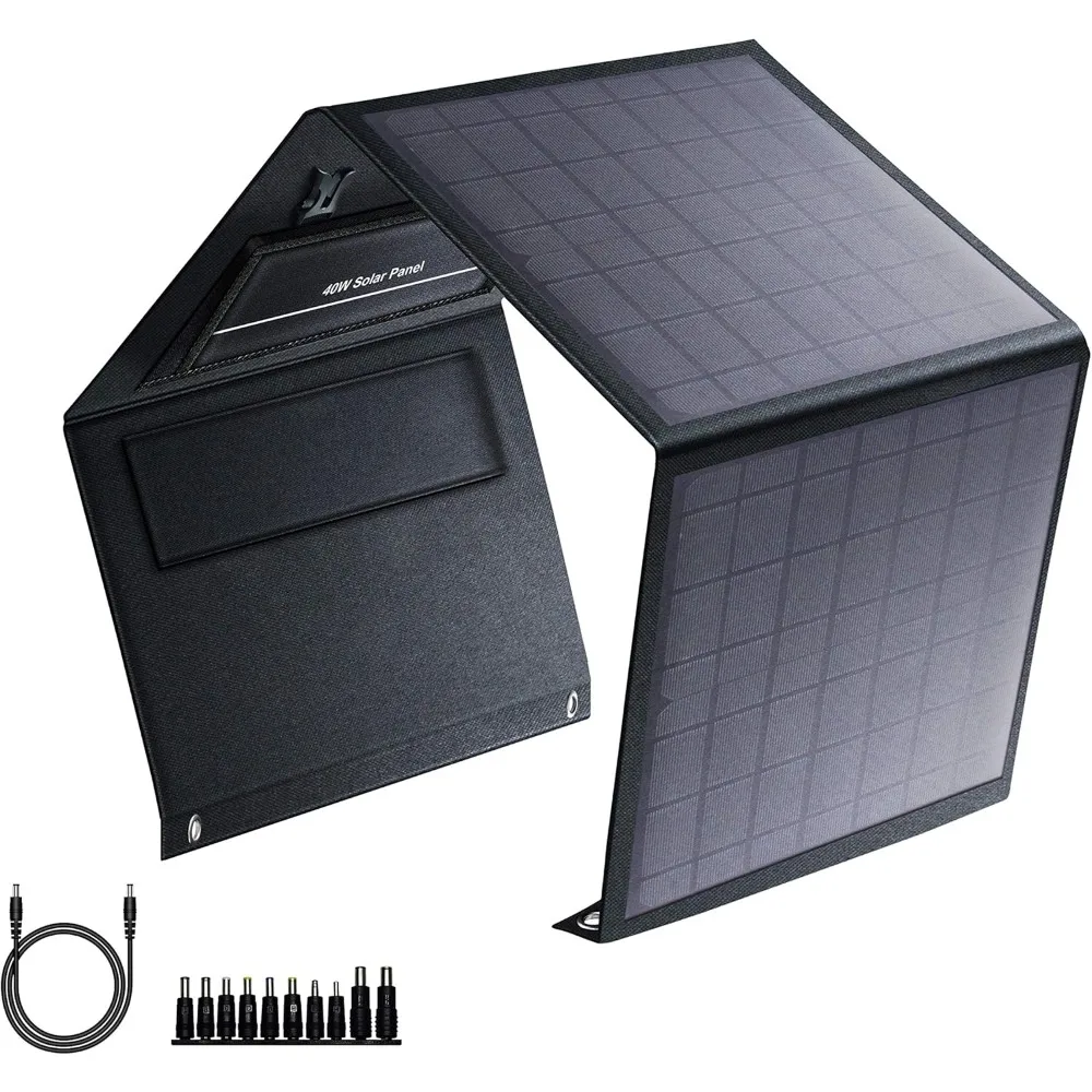 

40W Foldable Solar Panel with USB QC 3.0, 12-15V DC Output, Portable Solar Charger with Fast Charge Technology for Power Bank