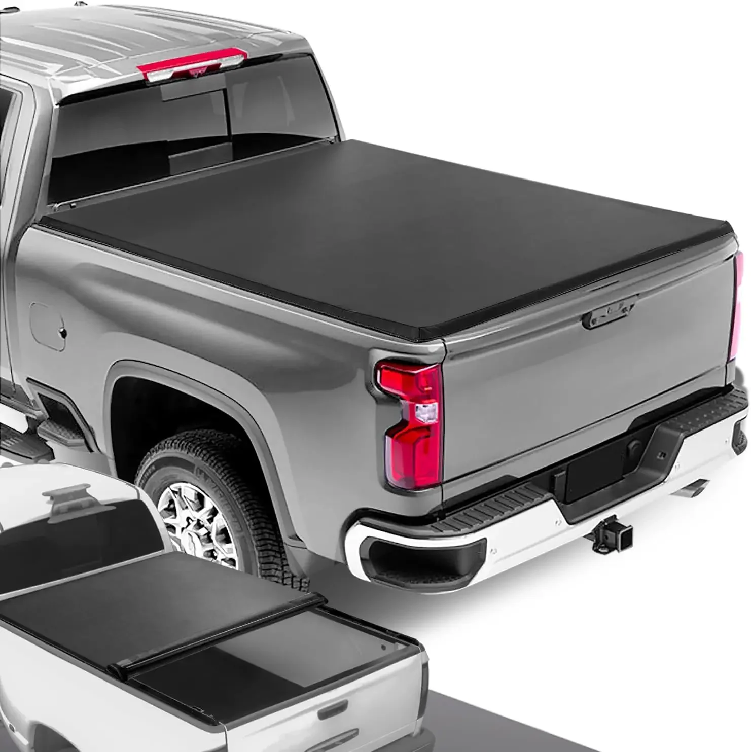 TTC-RU-085 Pickup Truck Bed Soft Roll-Up Tonneau Cover Compatible with 2020-2022 Silverado Sierra 2500 HD 3500 HD 6