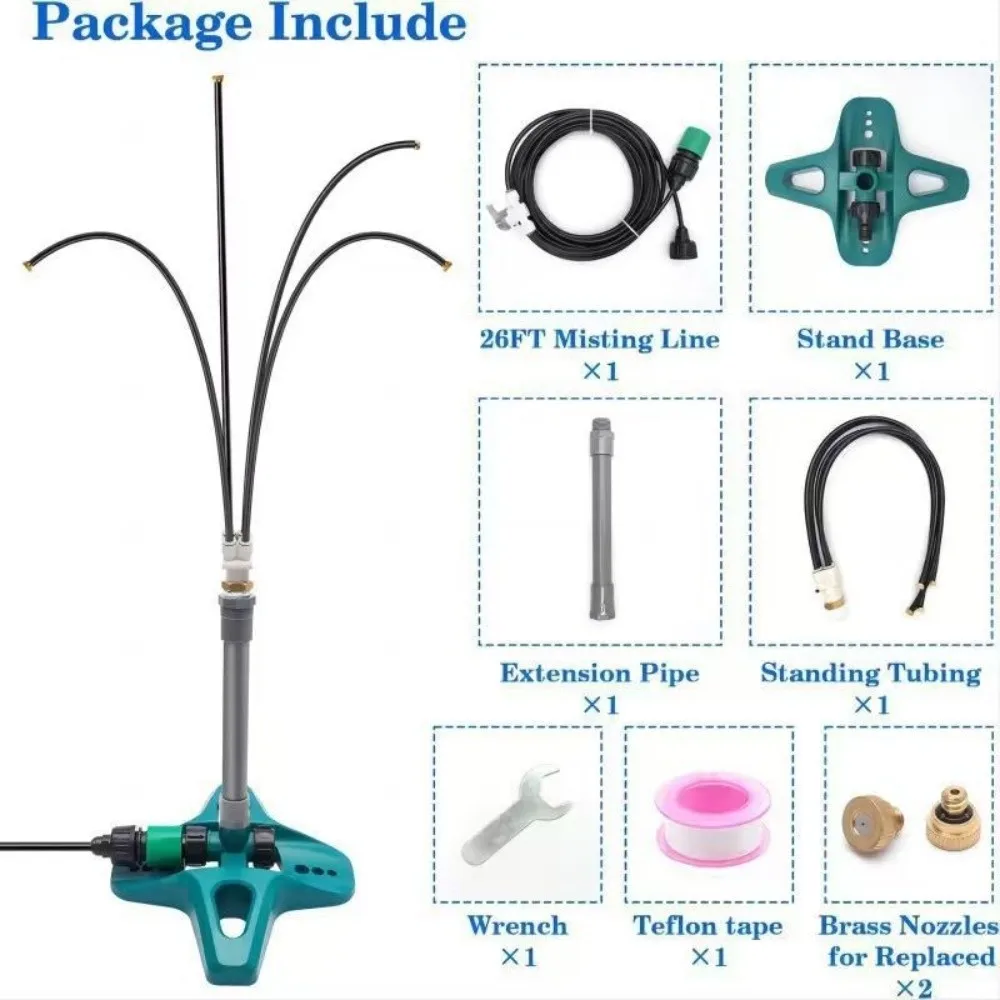Adjustable Height Standing Misters Mist Fan 360° Rotatable Nozzle Water Misters Portable With Filter Misting Cooling System