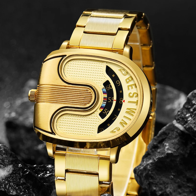 Men Gold Watches Top Brand Luxury Dropship Hot Sale Unique Design Men Wrist Watches Quartz Wristwatches Male Clock relogio