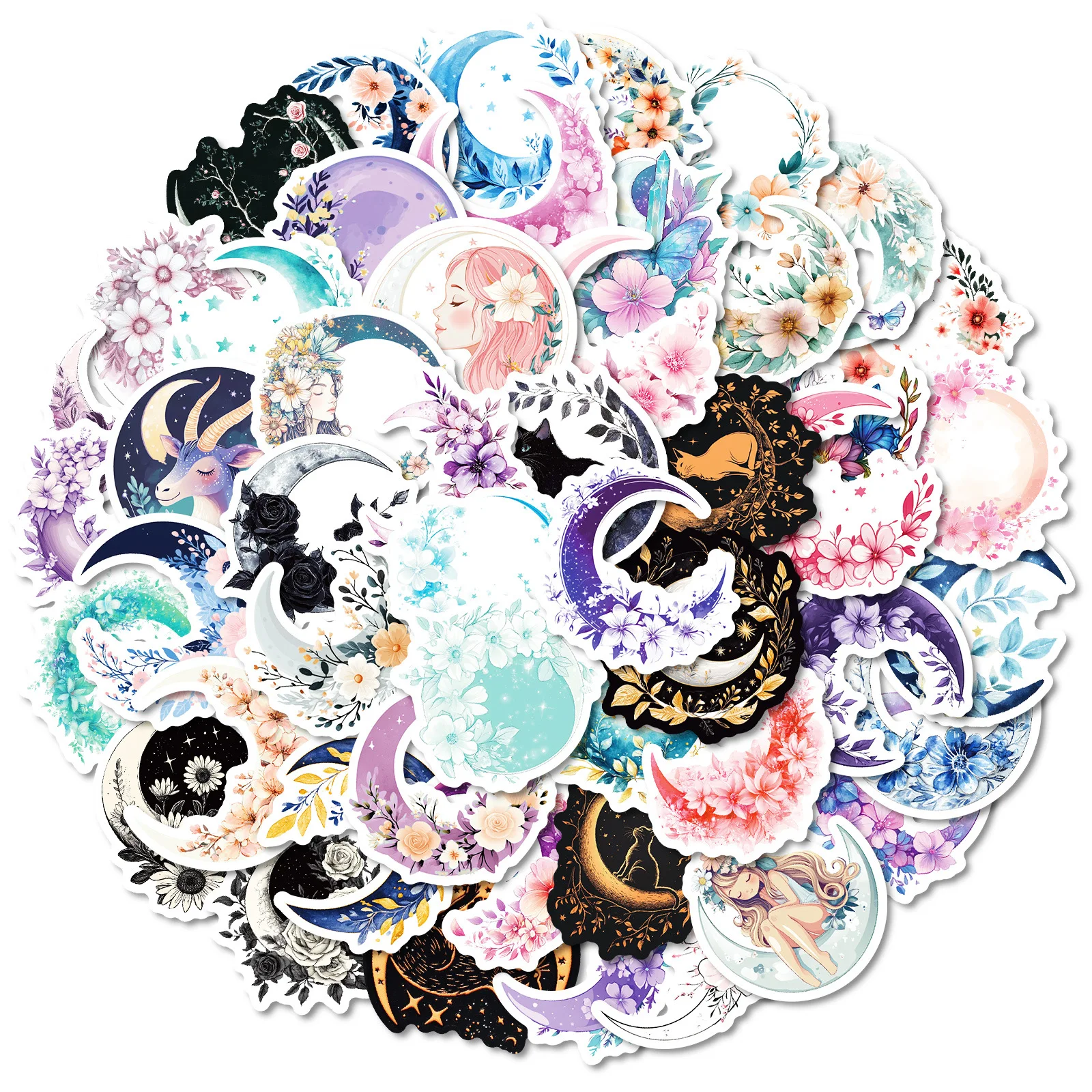 

10/50PCS Moon Graffiti Stickers Cartoon Decals Decoration Scrapbook Luggage Laptop Guitar Bike Skateboard Sticker Funny Toys