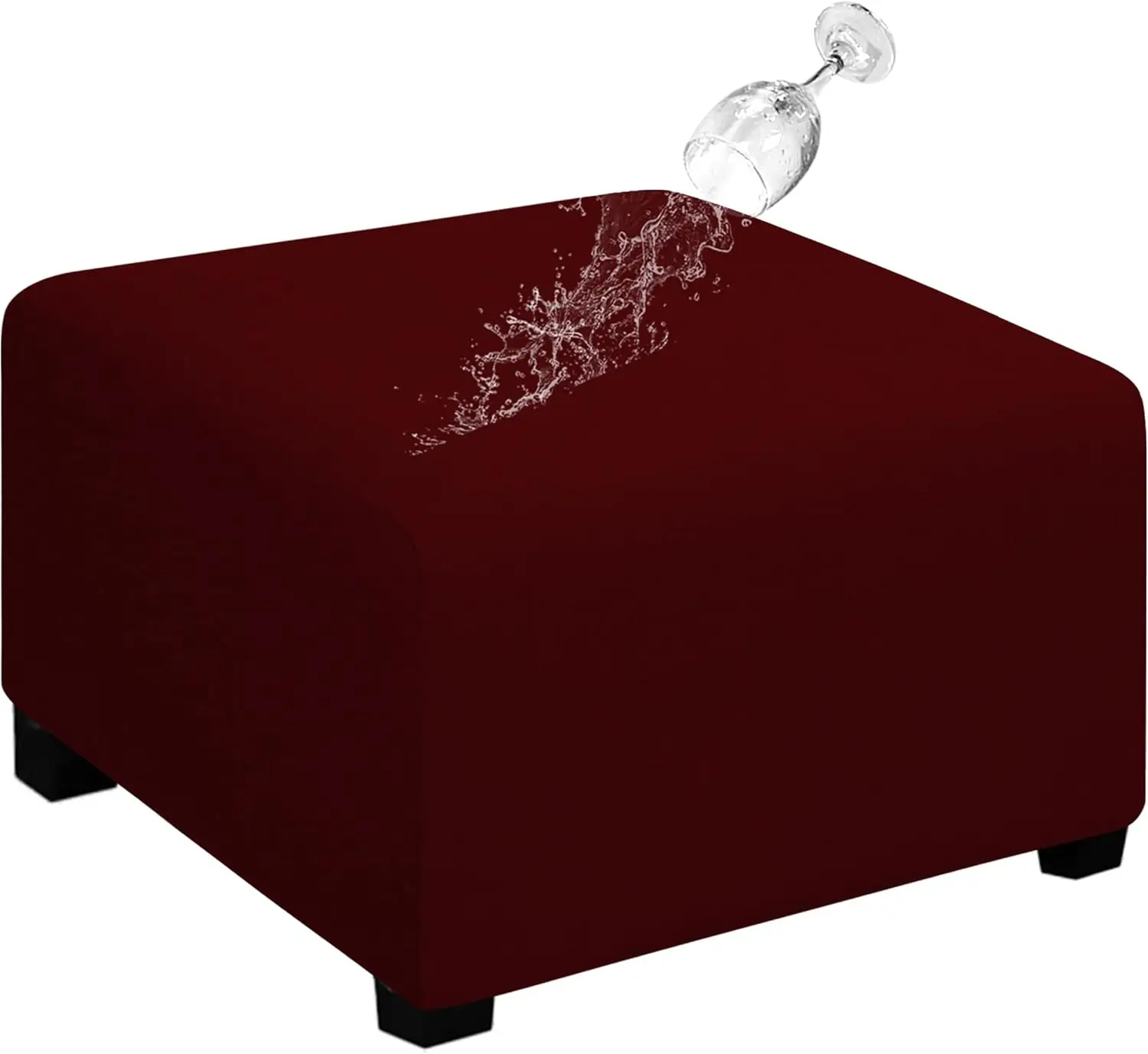 

100% Dual Waterproof Stretch Ottoman Cover 40X40X15Inch Square Folding Storage Stool Furniture Protector Soft Slipcover For