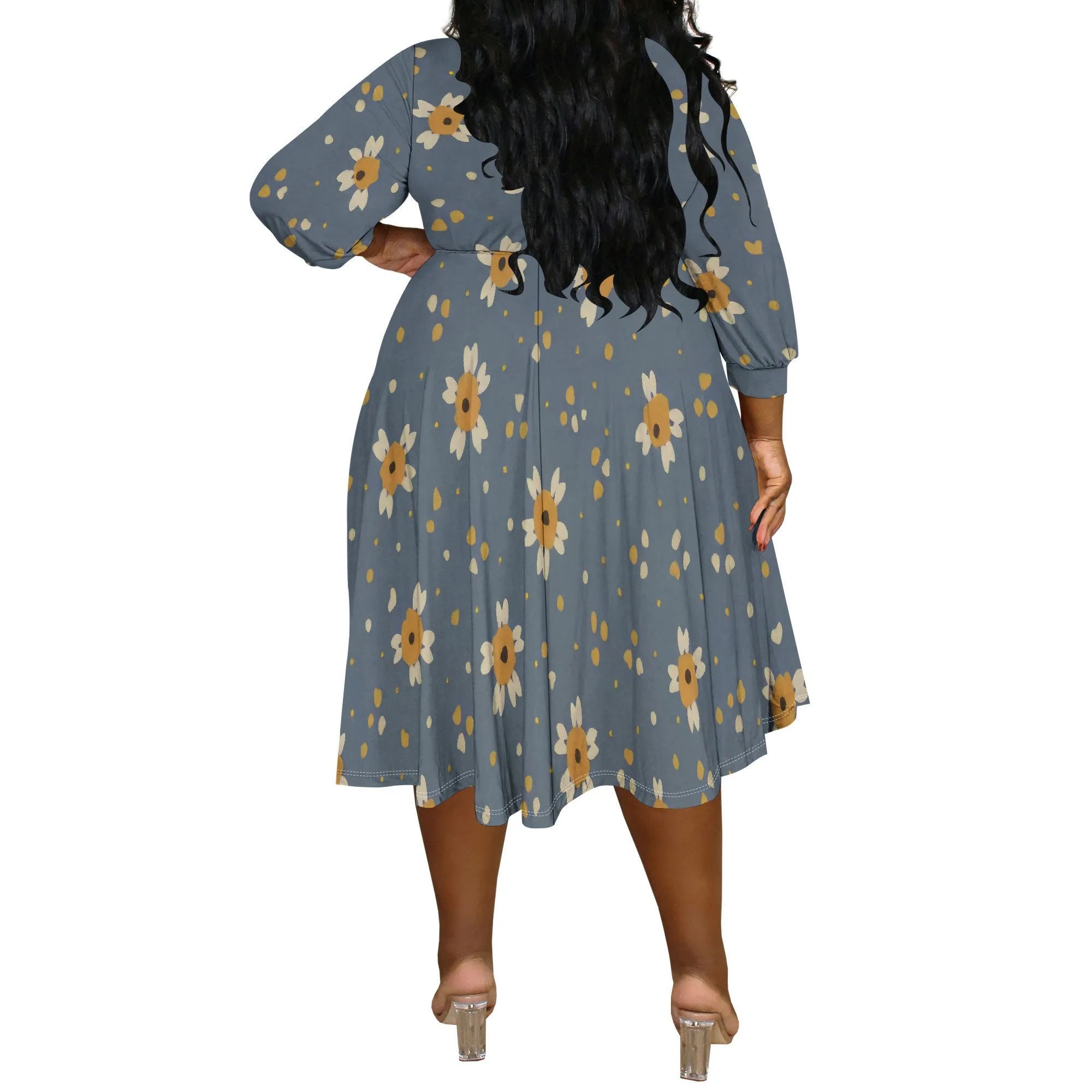 Women's Summer Short Sleeve Casual Dresses V-Neck Floral Party Dress with Pockets