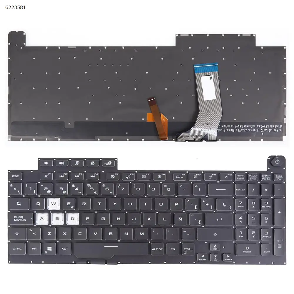 SP Laptop Keyboard for Asus G731GT G731GU Black with Full Colorful Backlit