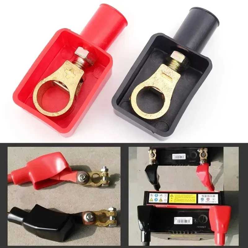 Penutup Terminal Aki Mobil Merah Hitam PVC Anti-Korosi Pelindung Isolator untuk Kutub Positif Negatif Anti-Sirkuit Pendek