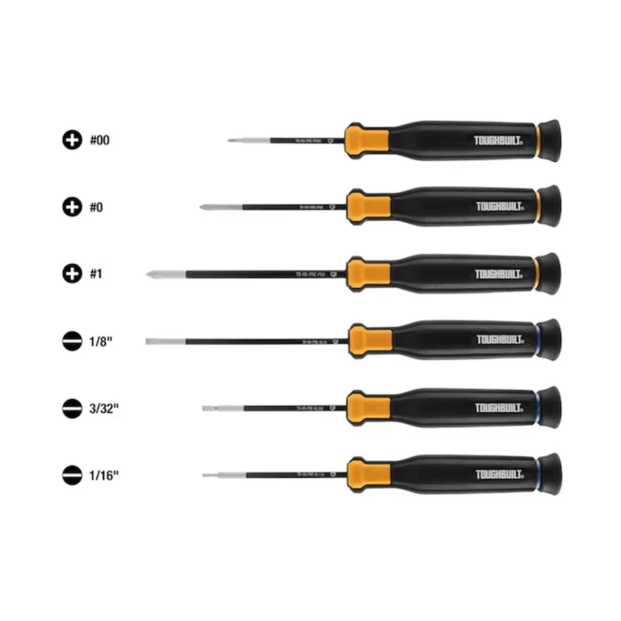 TOUGHBUILT TB-H5S6-PRE 정밀 스크루드라이버 세트, 소프트 케이스 도구 가방, 마그네틱 스크류 드라이버 세트, PH & SL 수공구, 6 개