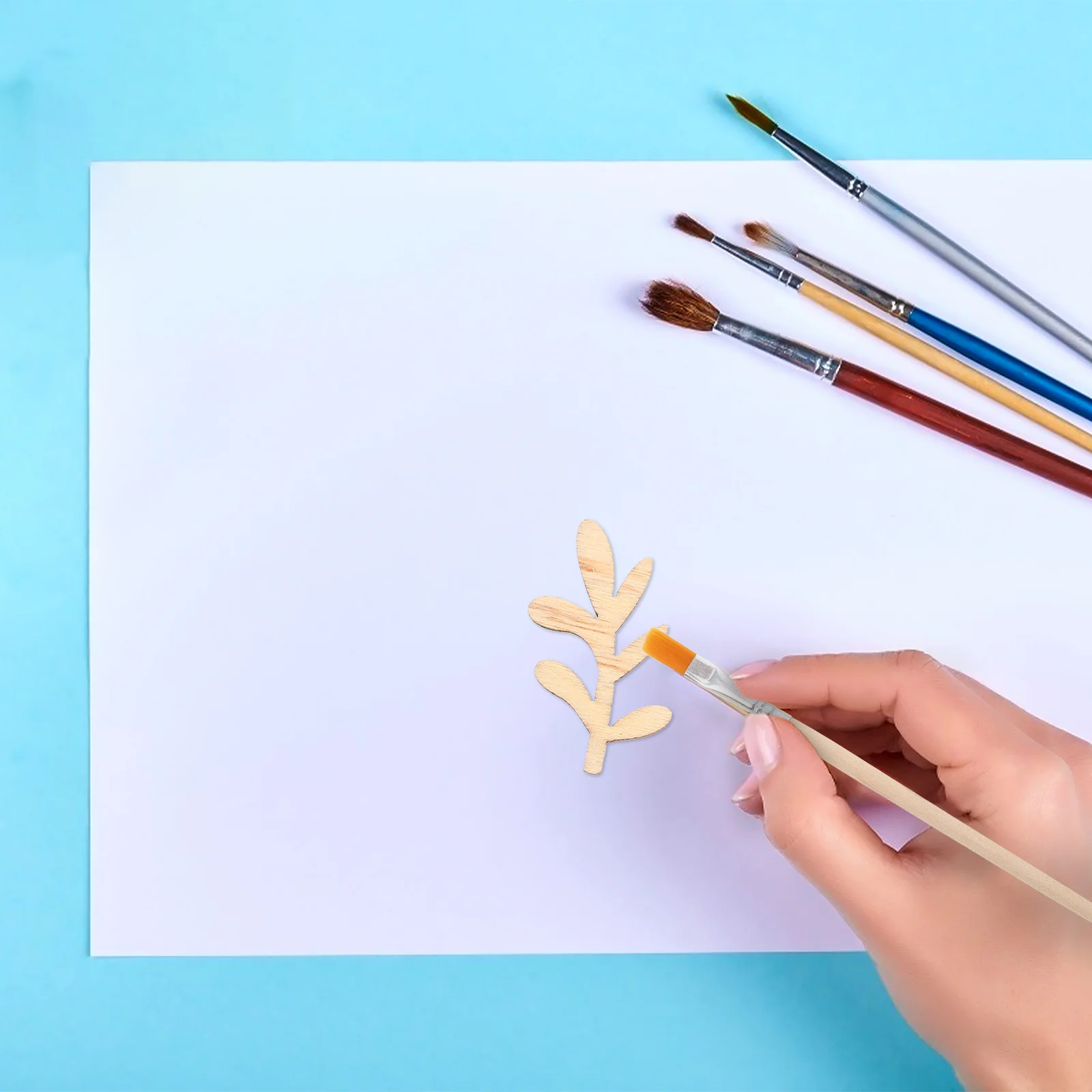 100 قطعة شرائح خشبية حرفية ذاتية الصنع أشكال عشب الزهور الطبيعية مستلزمات الرسم الإبداعية للأطفال رقائق الكتابة على الجدران اليدوية لتقوم بها بنفسك المنزل