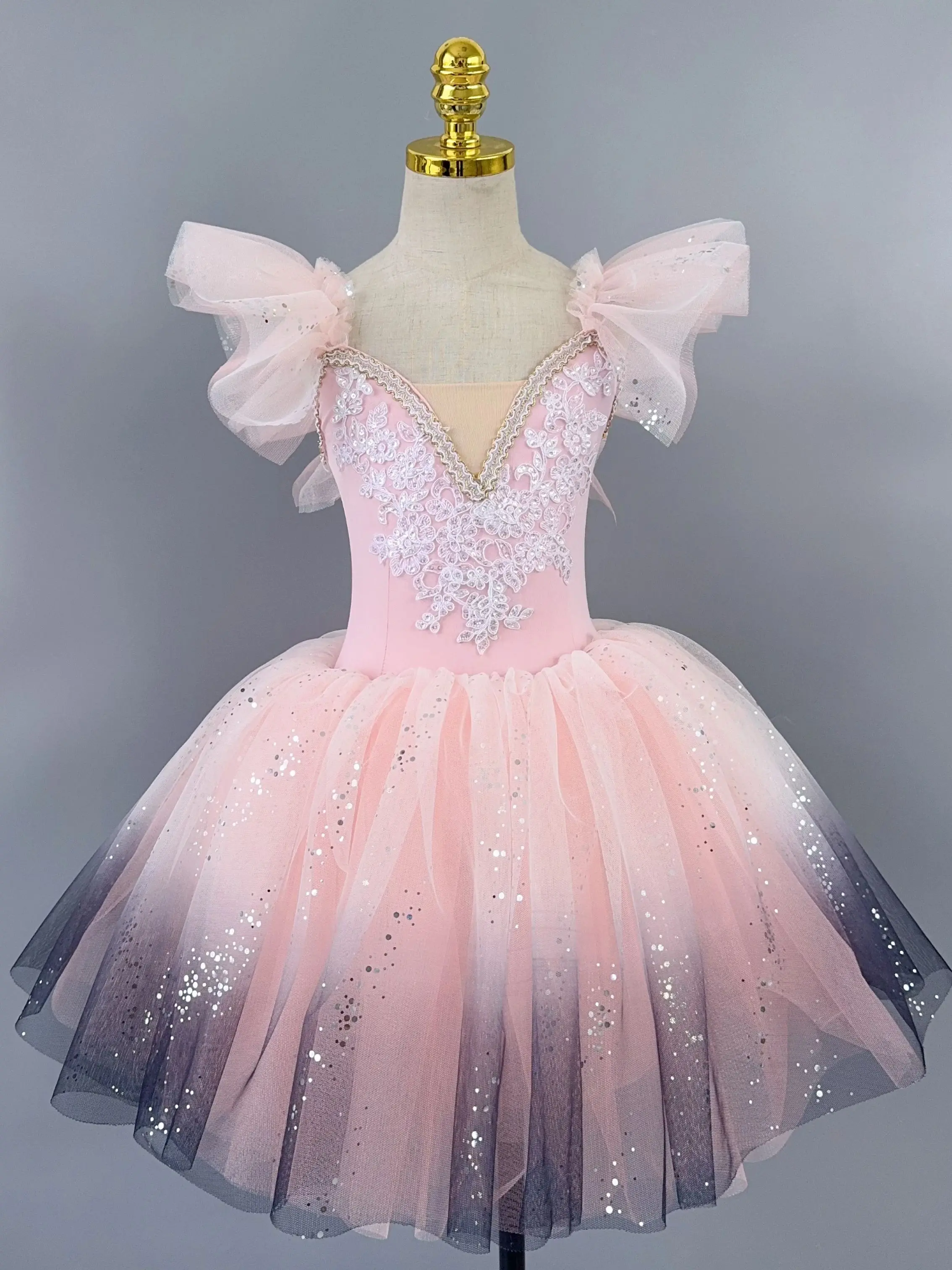 أطفال رومانسية التدرج الباليه توتو فستان الترتر الفتاة تنورة رقص الرقص الحديث الأميرة الباليه التنانير أزياء مسرحية