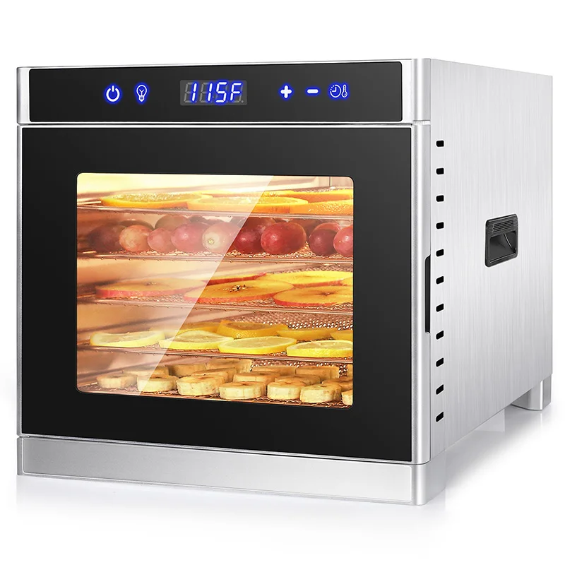 

6-Tier Stainless Steel Food Dehydrator Adjustable Timer/Temperature Control Ideal for Meat/Fruit and Vegetable Dehydration
