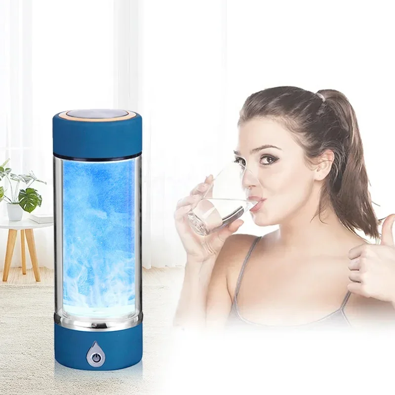 

Health Water Maker Hydrogen Water Bottle USB Rechargeable Glass Alkaline Hydrogen Rich Water Bottle With SPE and PEM Technology