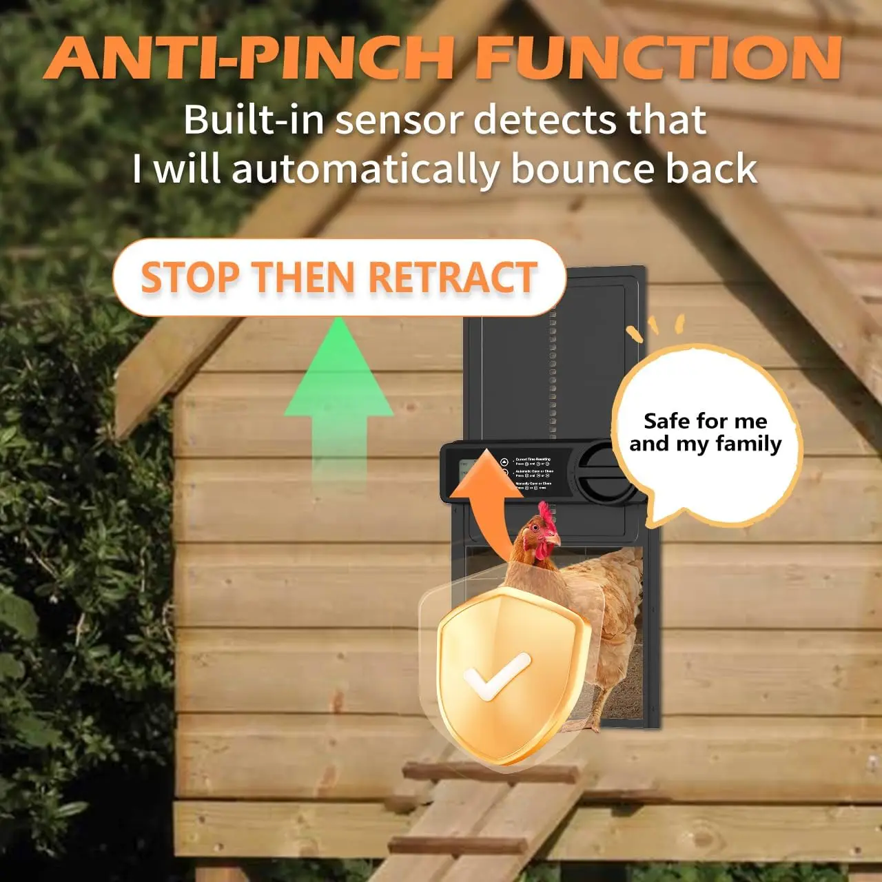 Automatic Chicken Coop Door Auto Duck Door Battery Powered Electric Chicken Coop Door with Timer & Manual Control LED Screen
