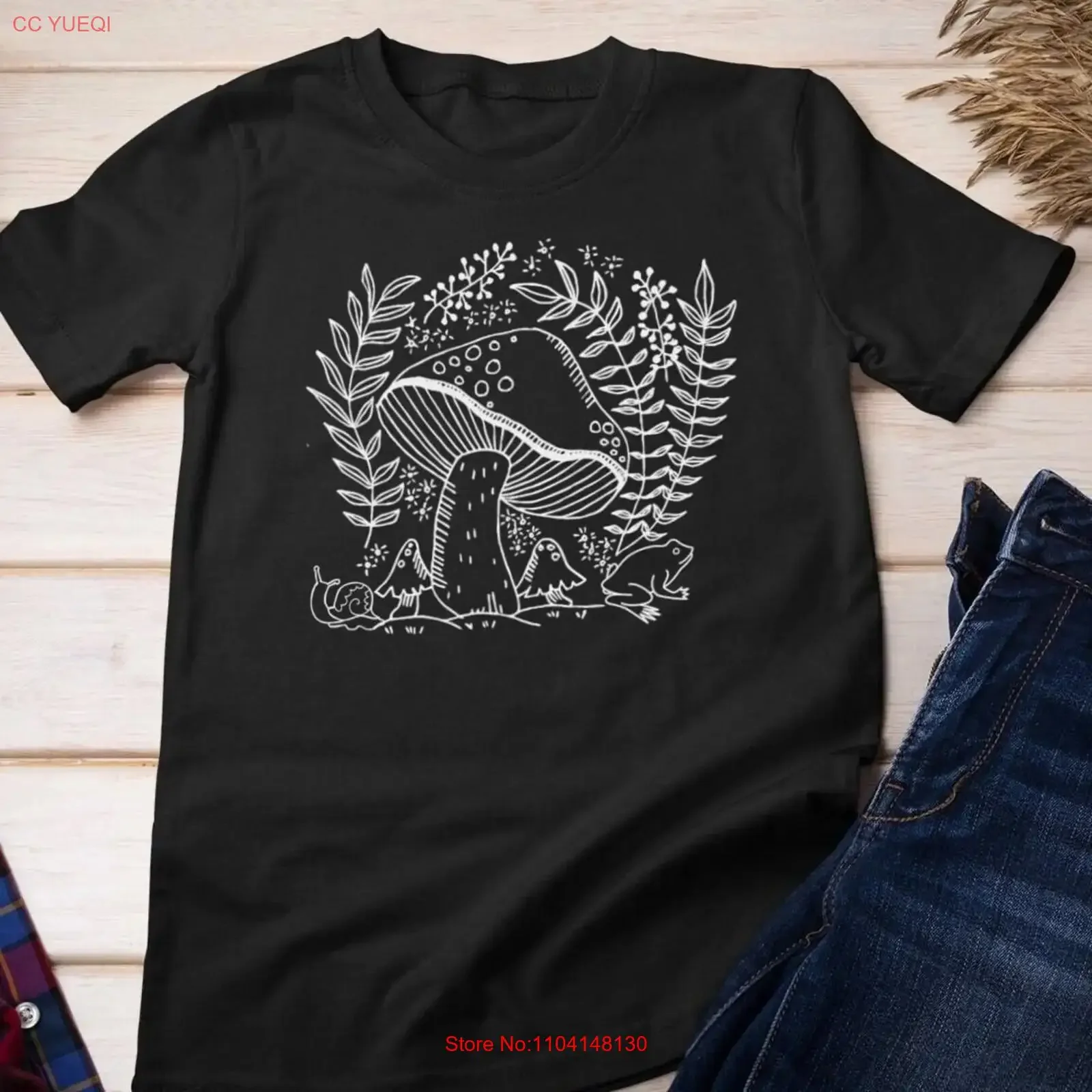 Mushroom T Shirt Mystical Art Goblincore gi vintage Washed designer clothes Stretched graphic Top For Everyday Wear Soft
